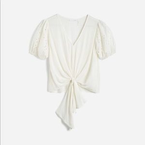 Rhee Eyelet Detail Tie Front Top